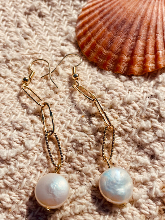 Amelia's coin pearl earrings