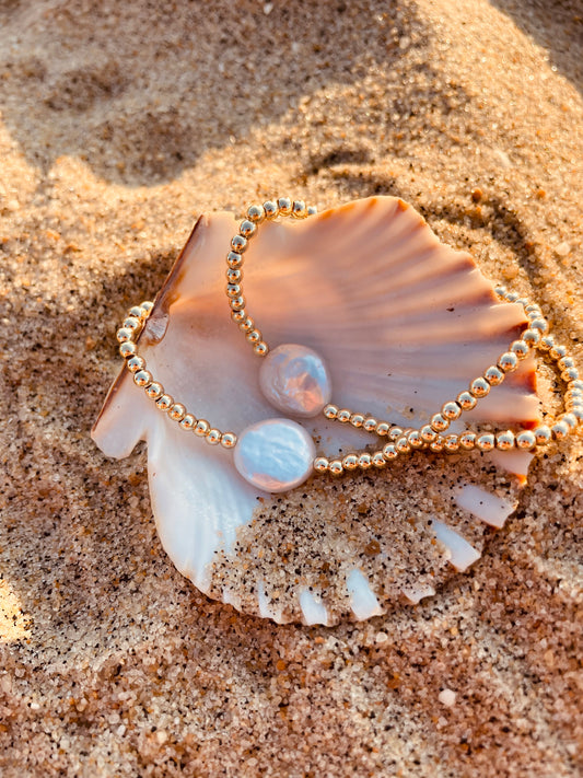 Coin pearl stretch bracelet
