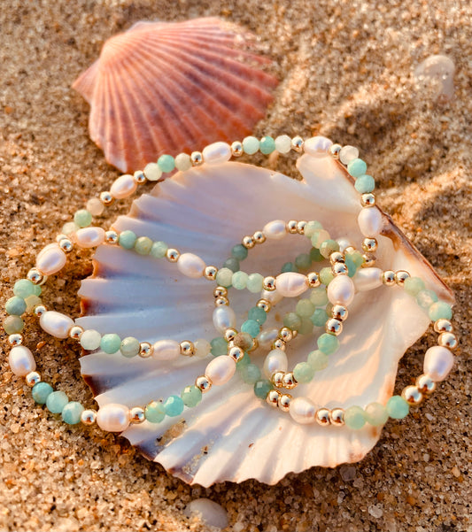 Pearl and Amazonite bracelet